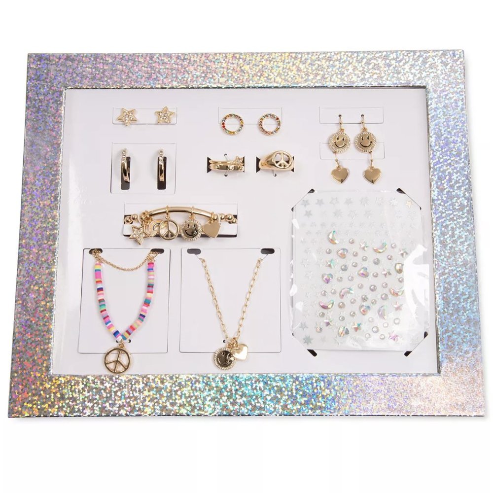 12-Pc. Holographic Advent Calendar - Twelve Days of Smiles Jewelry Gift Set
